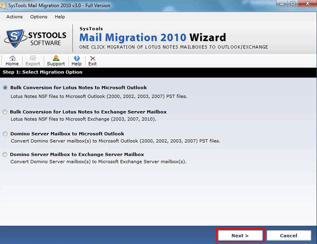 Domino Server Mailbox to Exchange Server 3.1